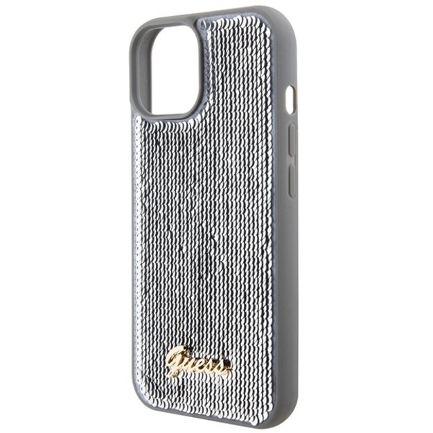 Guess Sequin Script Metal case for iPhone 15 - silver 8