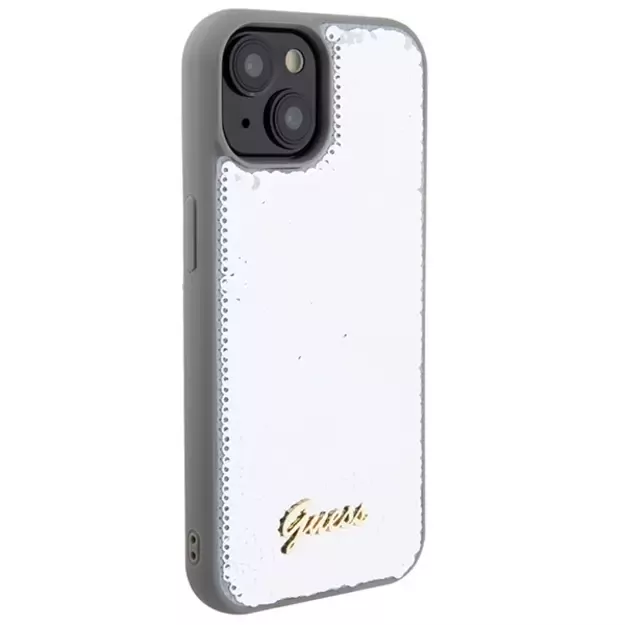 Guess Sequin Script Metal case for iPhone 15 - silver 3