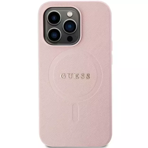 Guess GUHMP14XPSAHMCP case for iPhone 14 Pro Max - pink Saffiano MagSafe 2