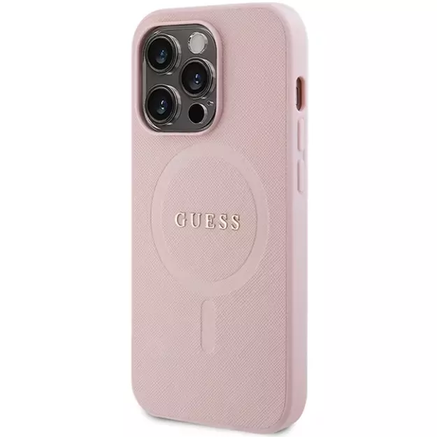 Guess GUHMP14XPSAHMCP case for iPhone 14 Pro Max - pink Saffiano MagSafe 1