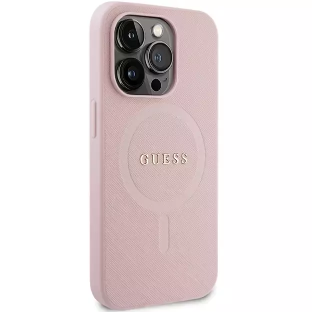 Guess GUHMP14XPSAHMCP case for iPhone 14 Pro Max - pink Saffiano MagSafe 3
