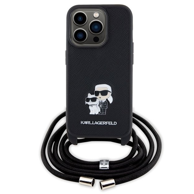 Karl Lagerfeld Crossbody Saffiano Metal Pin Karl & Choupette case for iPhone 15 Pro - black 2