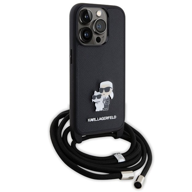 Karl Lagerfeld Crossbody Saffiano Metal Pin Karl & Choupette case for iPhone 15 Pro - black 3
