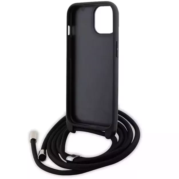 Karl Lagerfeld Crossbody Saffiano Monogram Metal Pin Karl & Choupette Case for iPhone 15 - Black 5