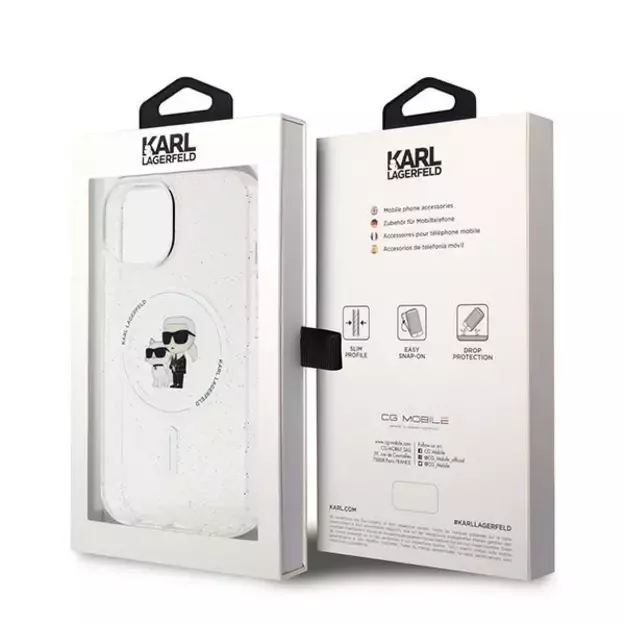 Karl Lagerfeld Karl&Choupette Glitter MagSafe case for iPhone 15 Plus - transparent 7