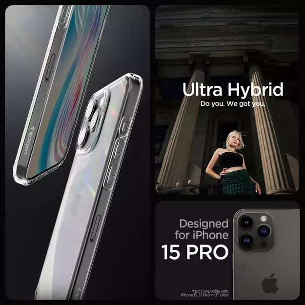 Spigen Ultra Hybrid iPhone 15 Pro Case - Clear 9