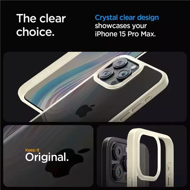 Spigen Crystal Hybrid Case for iPhone 15 Pro Max - Clear Beige 3