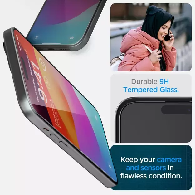Spigen Glas.tR EZ Fit FC Tempered Glass for iPhone 15 Plus - Black 14