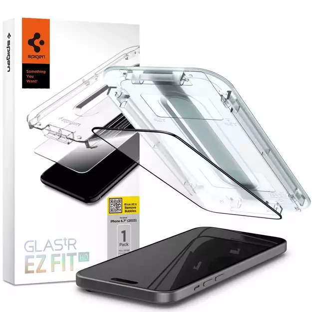 Spigen Glas.tR EZ Fit FC Tempered Glass for iPhone 15 Plus - Black