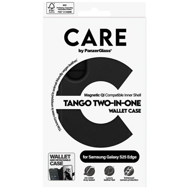CARE by PanzerGlass Feature Tango 2in1 Wallet Qi Case for Samsung Galaxy S25 Edge - Black 4