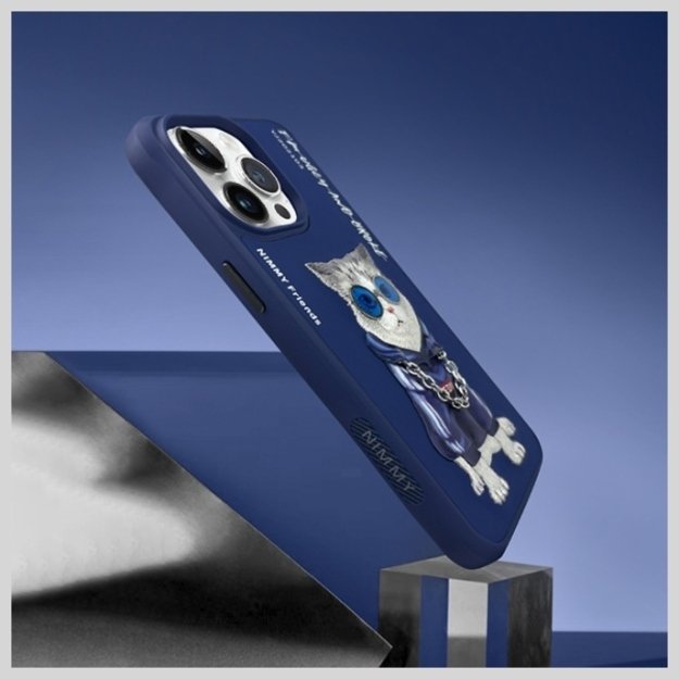 Nimmy Glasses Cool Cat Case for iPhone 15 Pro - Blue 7