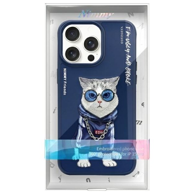 Nimmy Glasses Cool Cat Case for iPhone 15 Pro - Blue 10