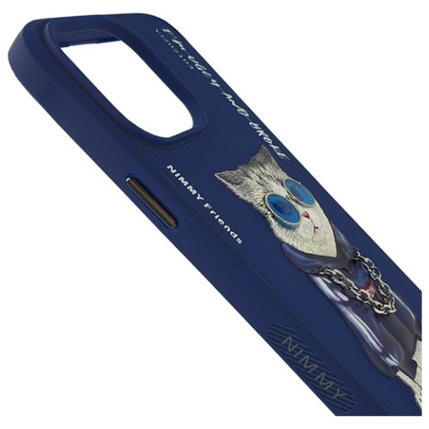Nimmy Glasses Cool Cat Case for iPhone 15 Pro - Blue 3