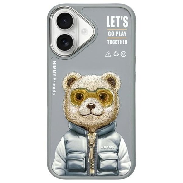 Nimmy Cool&amp Cute 2.0 Bear Case for iPhone 16 - Gray