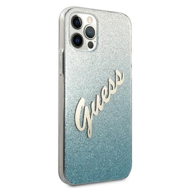Guess GUHCP12LPCUGLSBL iPhone 12 Pro Max 6.7&quot  blue/blue hardcase Glitter Gradient Script 3