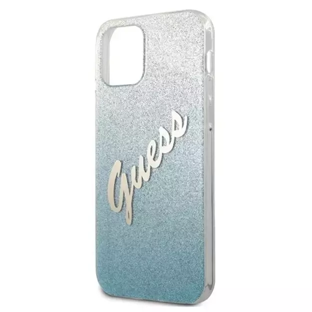 Guess GUHCP12LPCUGLSBL iPhone 12 Pro Max 6.7&quot  blue/blue hardcase Glitter Gradient Script 12