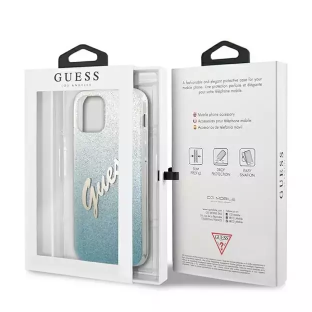 Guess GUHCP12LPCUGLSBL iPhone 12 Pro Max 6.7&quot  blue/blue hardcase Glitter Gradient Script 14