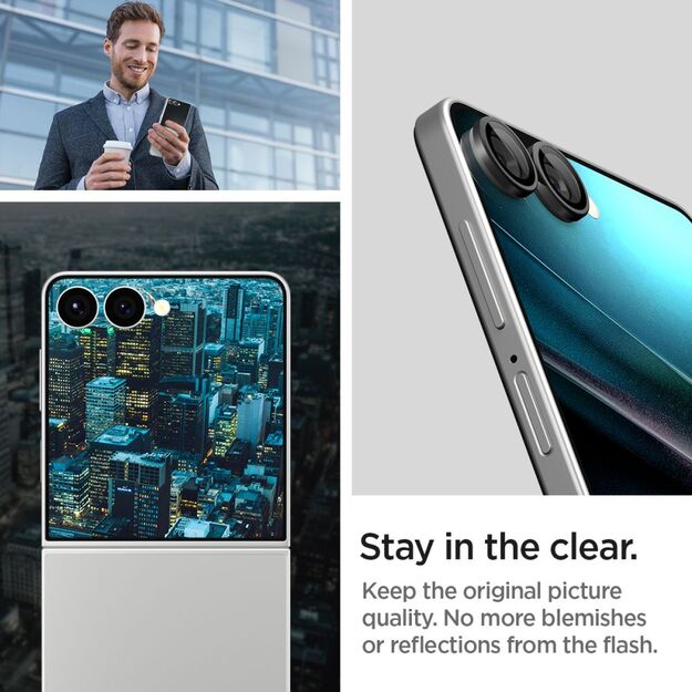 Spigen Optik Pro HD Glas.TR EZ Fit 2-pack Camera Protector for Samsung Galaxy Z Flip 7 - Black 8