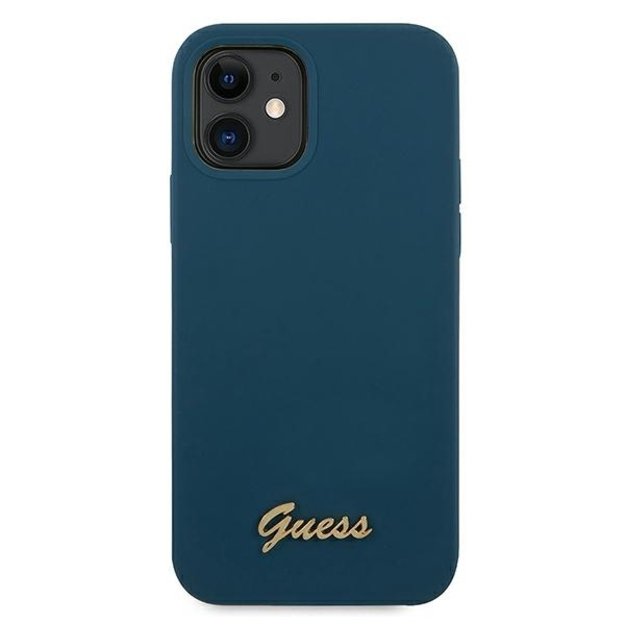 Guess GUHCP12SLSLMGBL iPhone 12 mini 5.4  blue/blue hardcase Metal Logo Script 2