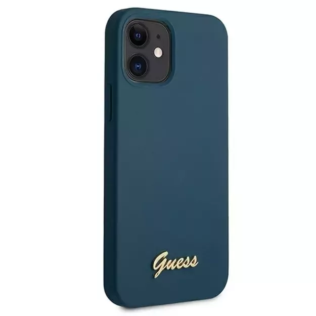 Guess GUHCP12SLSLMGBL iPhone 12 mini 5.4  blue/blue hardcase Metal Logo Script 10