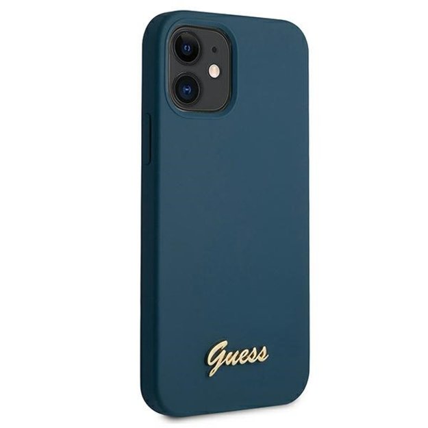 Guess GUHCP12SLSLMGBL iPhone 12 mini 5.4  blue/blue hardcase Metal Logo Script 3