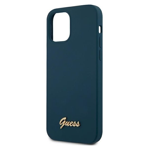 Guess GUHCP12SLSLMGBL iPhone 12 mini 5.4  blue/blue hardcase Metal Logo Script 5