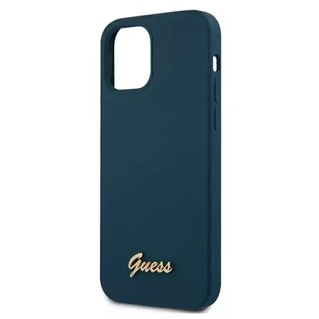 Guess GUHCP12SLSLMGBL iPhone 12 mini 5.4  blue/blue hardcase Metal Logo Script 12