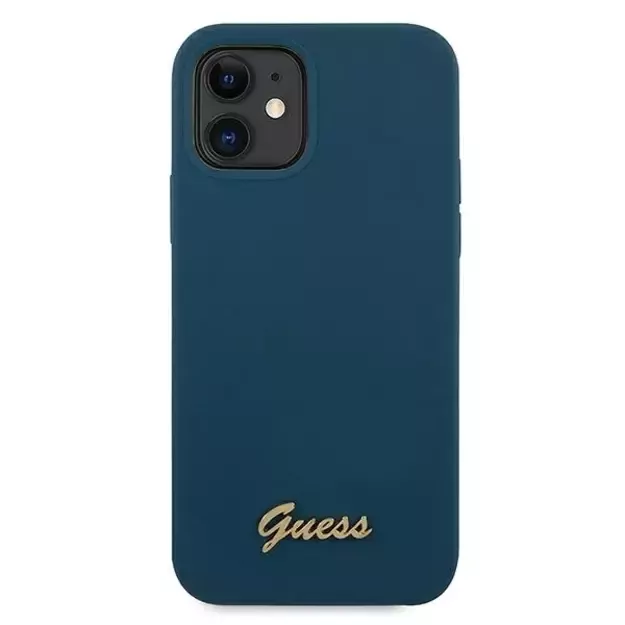 Guess GUHCP12SLSLMGBL iPhone 12 mini 5.4  blue/blue hardcase Metal Logo Script 9