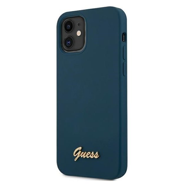 Guess GUHCP12SLSLMGBL iPhone 12 mini 5.4  blue/blue hardcase Metal Logo Script 1
