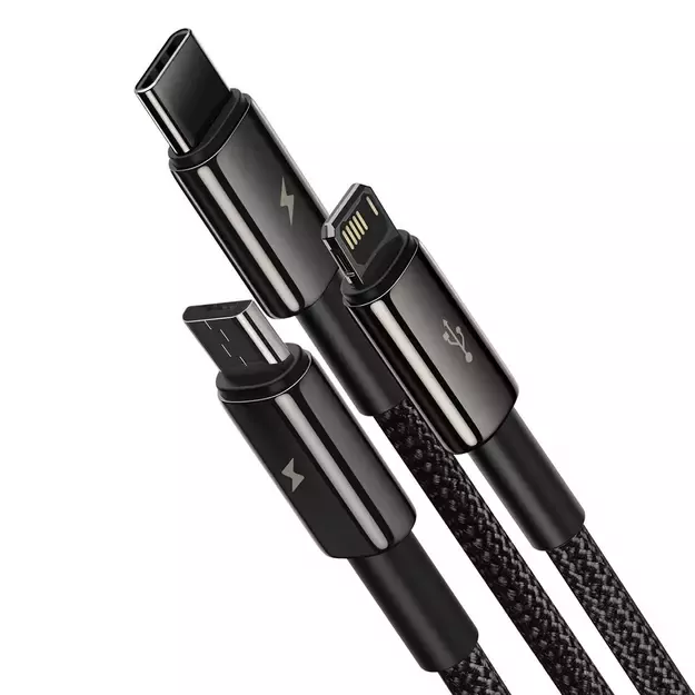 Baseus Tungsten 3in1 cable USB - USB Type C / Lightning / micro USB 3.5 A 1.5 m black (CAMLTWJ-01) 1