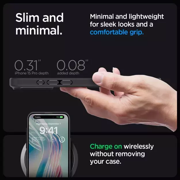 Spigen Ultra Hybrid iPhone 15 Pro Max Case - Clear Black 27