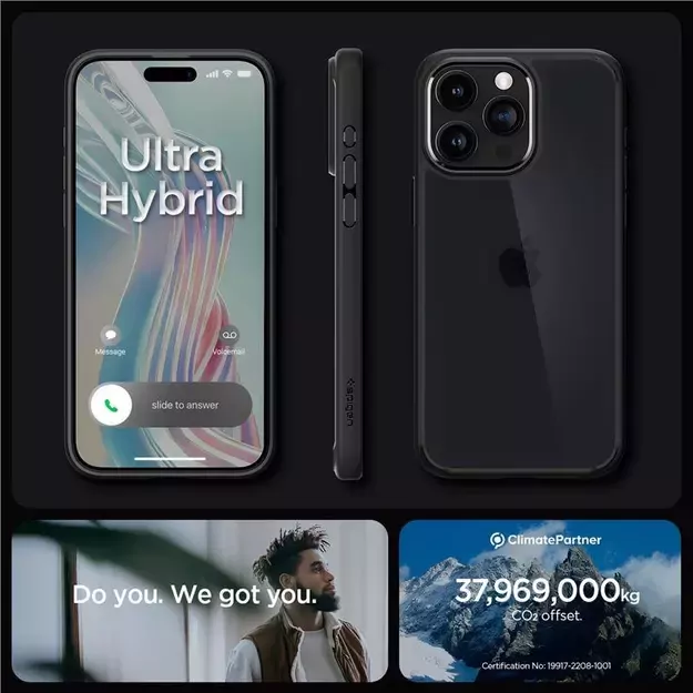 Spigen Ultra Hybrid iPhone 15 Pro Max Case - Clear Black 23