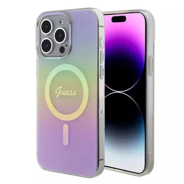 Guess GUHMP15XHITSP iPhone 15 Pro Max 6.7&quot  pink/pink hardcase IML Iridescent MagSafe