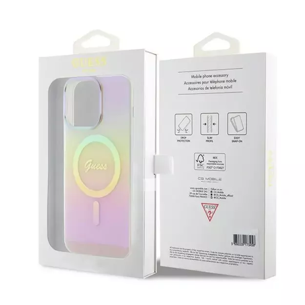 Guess GUHMP15XHITSP iPhone 15 Pro Max 6.7&quot  pink/pink hardcase IML Iridescent MagSafe 14
