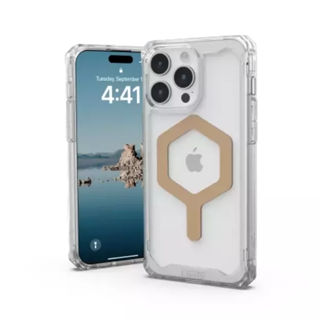 UAG Plyo MagSafe case for iPhone 15 Pro Max - transparent and gold 3