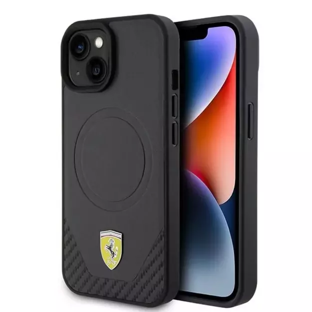 Ferrari FEHMP15SPTEK iPhone 15 6.1&quot  black/black hardcase Carbon Metal Logo MagSafe