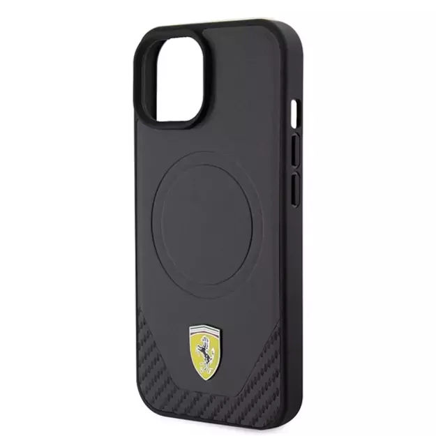Ferrari FEHMP15SPTEK iPhone 15 6.1&quot  black/black hardcase Carbon Metal Logo MagSafe 6