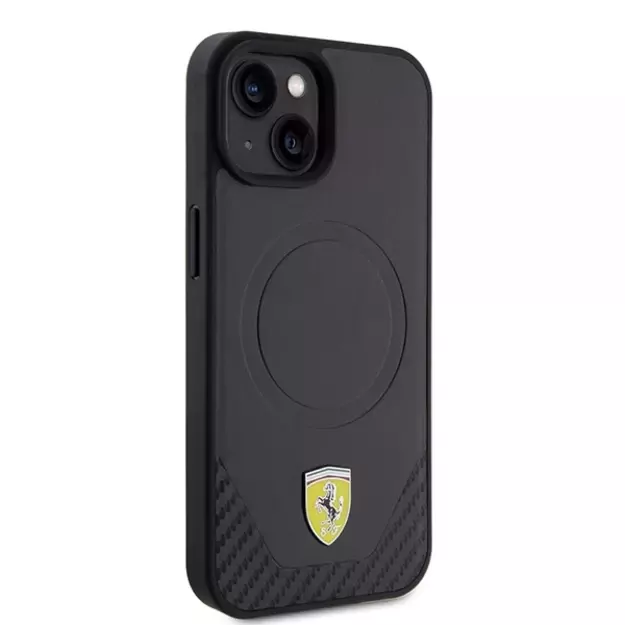 Ferrari FEHMP15SPTEK iPhone 15 6.1&quot  black/black hardcase Carbon Metal Logo MagSafe 4