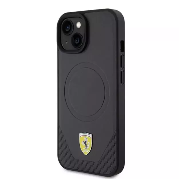 Ferrari FEHMP15SPTEK iPhone 15 6.1&quot  black/black hardcase Carbon Metal Logo MagSafe 2