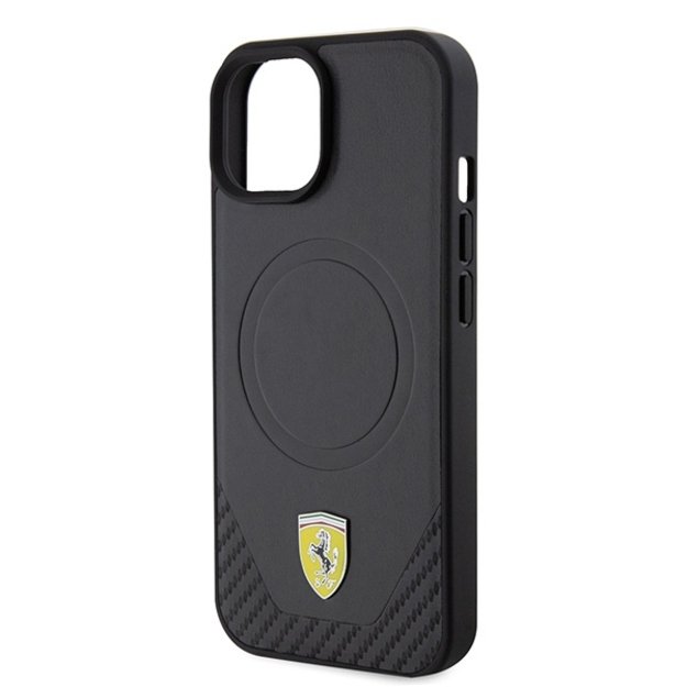Ferrari FEHMP15SPTEK iPhone 15 6.1&quot  black/black hardcase Carbon Metal Logo MagSafe 1