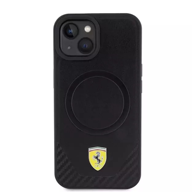 Ferrari FEHMP15SPTEK iPhone 15 6.1&quot  black/black hardcase Carbon Metal Logo MagSafe 3