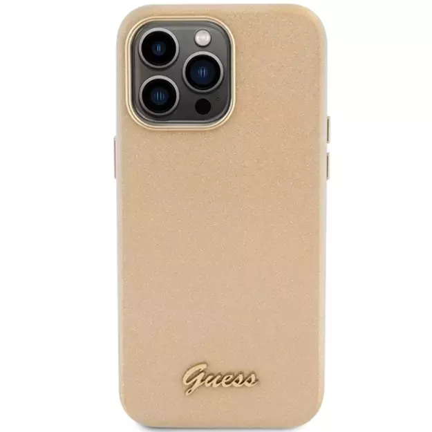 Guess Glitter Glossy Script case for iPhone 15 Pro Max - gold 9