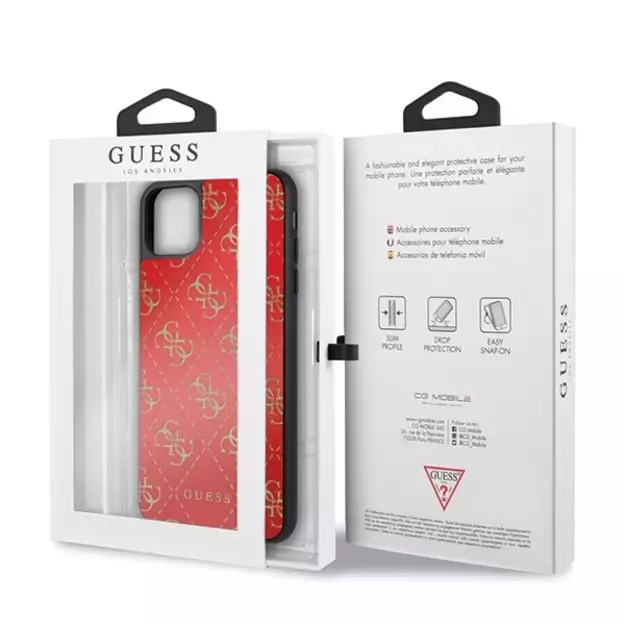 Guess GUHCN654GGPRE iPhone 11 Pro Max red/red hard case 4G Double Layer Glitter 6