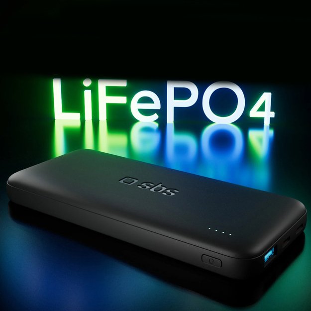 SBS Infinity Power Bank 10000mAh 10W LiFePo₄ USB-A USB-C - Black 1