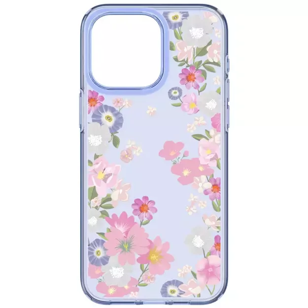 Spigen Liquid Crystal iPhone 15 Pro Case - Pink and Blue Flowers 13