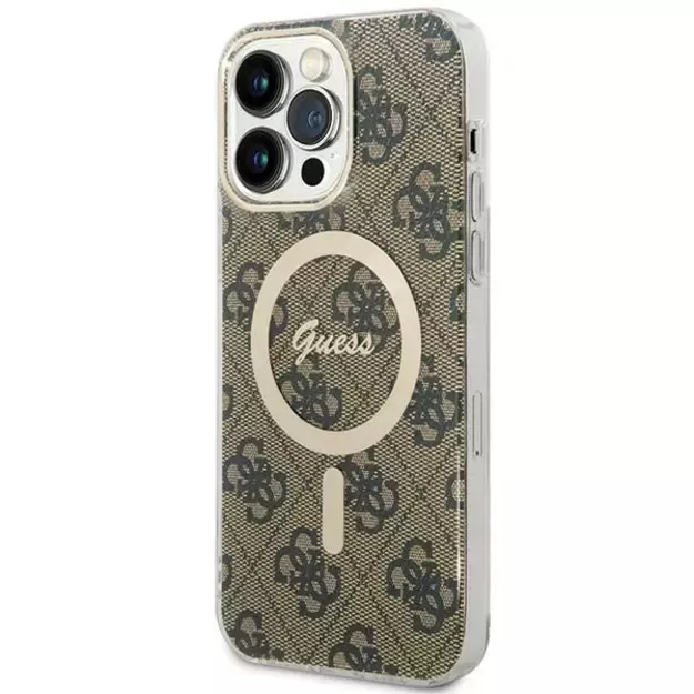 Guess IML 4G MagSafe Case for iPhone 15 Pro Max - Brown