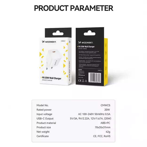 Wozinsky CMWCS USB-C PD 20W wall charger - white 12