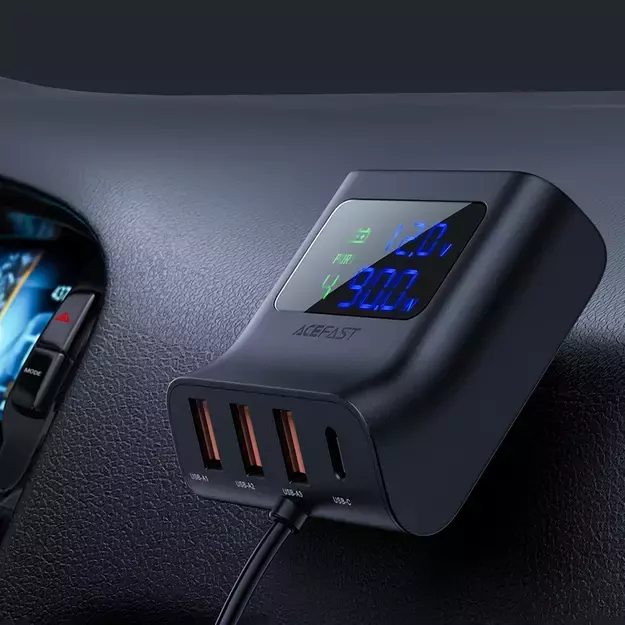 Acefast car charger 90W USB Type C / 3x USB / cigarette lighter socket, PPS, PD3.0, QC3.0, AFC, FCP charging station black (B8 black) 9