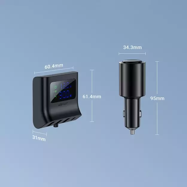 Acefast car charger 90W USB Type C / 3x USB / cigarette lighter socket, PPS, PD3.0, QC3.0, AFC, FCP charging station black (B8 black) 16