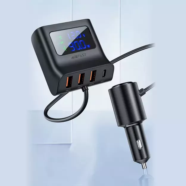 Acefast car charger 90W USB Type C / 3x USB / cigarette lighter socket, PPS, PD3.0, QC3.0, AFC, FCP charging station black (B8 black) 6